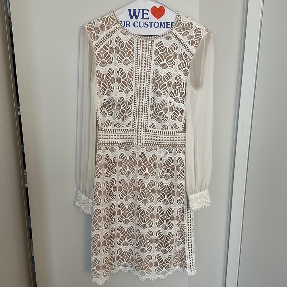 Reiss Aria Sheer lace sleeve dress